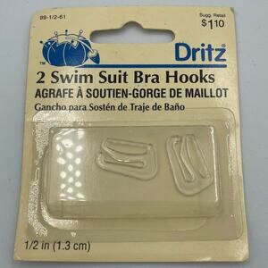 Dritz Vintage Swim Suit Bra Hooks 2 pc clear New In Box